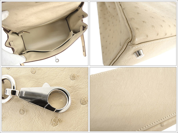エルメス ハンドバッグ ケリー 28 cm 内縫い パーシュマン×シルバー金具 オーストリッチ M刻印 エルメス Kelly バッグ QL28-G