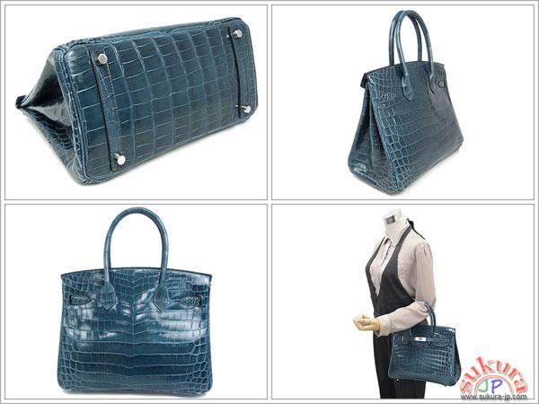 エルメス バーキン 30 cm ハンドバッグ ブルートンペット×シルバー金具 Q刻印 QJ07-SZ