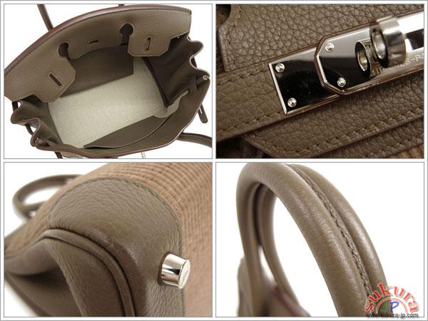 エルメス バーキン 30 cm ハンドバッグ エトゥープ×シルバー金具 N刻印 QK22-GZ