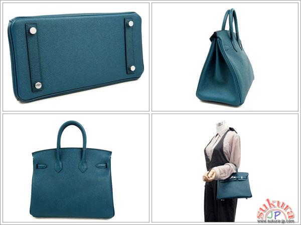 エルメス バーキン 25 cm ハンドバッグ ブルータラサ×シルバー金具 Q刻印 QK08-CO
