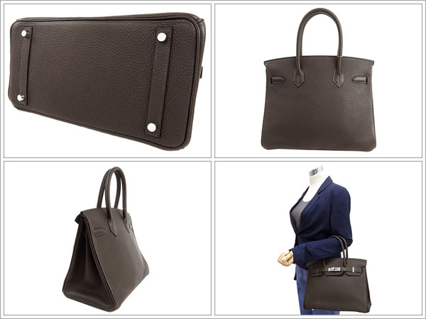 エルメス バーキン 30 cm エベンヌ×シルバー金具 Q刻印 RA07-CO