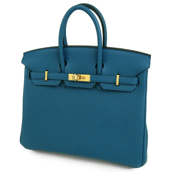 エルメス バーキン 25 cm ハンドバッグ ブルードガリス×ゴールド金具 トゴ Q刻印 エルメス Birkin バッグQJ02-G