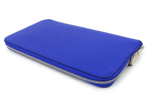 エルメス 長財布 ブルーエレクトリック×エトゥープ×シルバー金具 O刻印