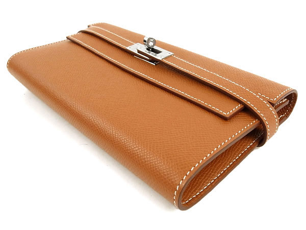 エルメス 長財布 ケリーウォレット ゴールド×シルバー金具 Q刻印 エルメス 財布 QL24