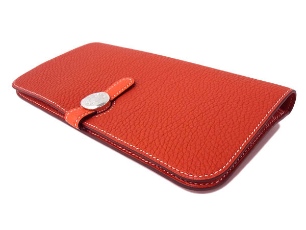 エルメス 長財布 ドゴンロング ゼラニウム×カプシーヌ×シルバー金具 Q刻印