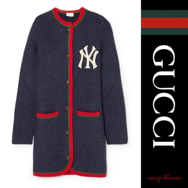グッチ NY グッチ ニューヨークヤンキース コピー カーディガン New York Yankees woolcardigan