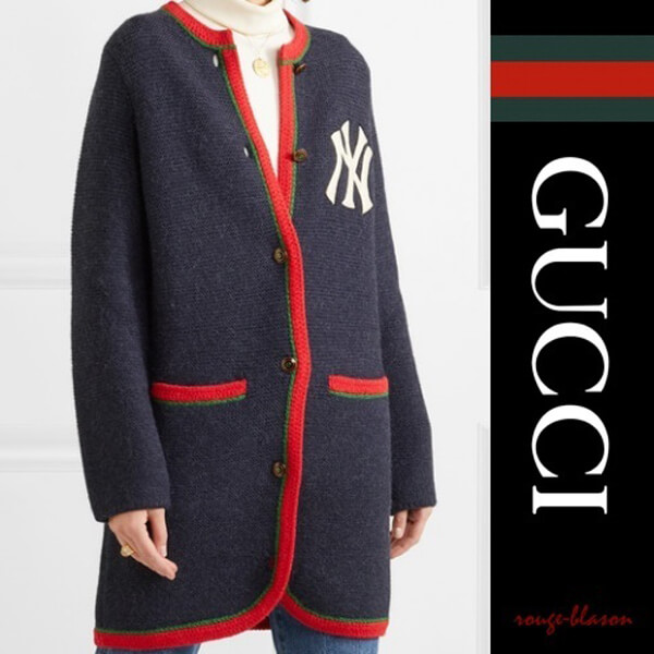 グッチ NY グッチ ニューヨークヤンキース コピー カーディガン New York Yankees woolcardigan