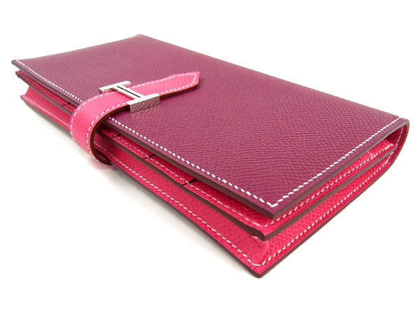 エルメス 長財布 ベアンスフレ トスカ×ローズティリアン×シルバー金具 Q刻印 エルメス 財布 QL21-O