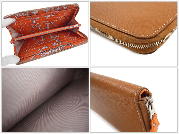 エルメス 長財布 ゴールド×オレンジ×シルバー金具 O刻印 エルメス 財布 RA31-COT