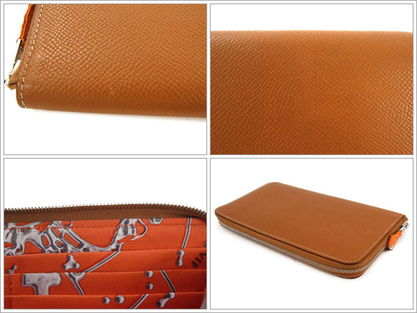 エルメス 長財布 ゴールド×オレンジ×シルバー金具 O刻印 エルメス 財布 RA31-COT
