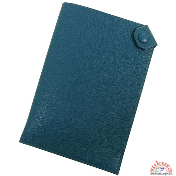 エルメス パスケース タルマックPM ブルードマルト×シルバー金具 Q刻印 QK14-YA