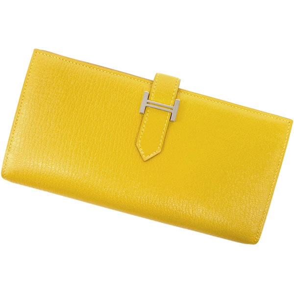 エルメス 長財布 ベアンスフレ クミン×シルバー金具 シェーブル Q刻印 エルメス 財布