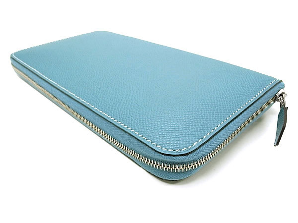 エルメス 長財布 ブルージーン×シルバー金具 Q刻印 エルメス 財布QJ25