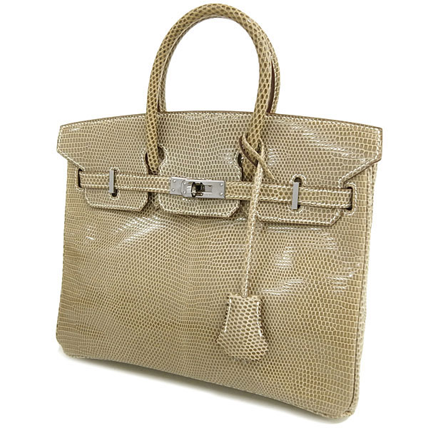 エルメス バーキン 25 cm ハンドバッグ フィセル×ルテニウム金具 リザード I刻印 エルメス Birkin Lezard バッグ RB18-GZ