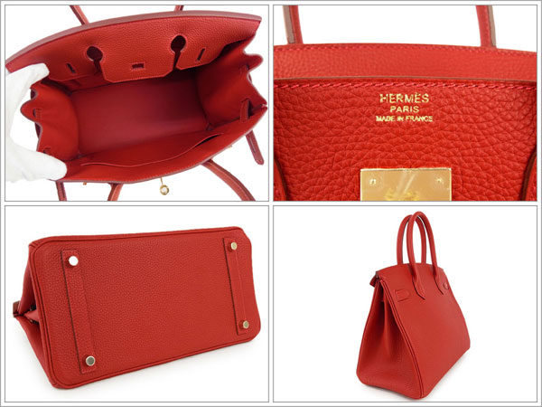 エルメス バーキン 30 cm ハンドバッグ ヴァーミリオンレッド×ゴールド金具 トゴ Q刻印 エルメス Birkin バッグ ヴェルミヨンRB18-YS