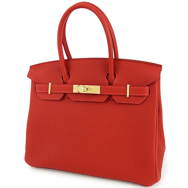 エルメス バーキン 30 cm ハンドバッグ ヴァーミリオンレッド×ゴールド金具 トゴ Q刻印 エルメス Birkin バッグ ヴェルミヨンRB18-YS