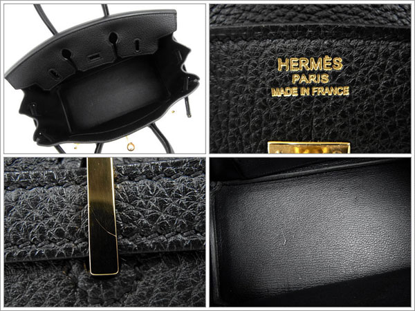 エルメス バーキン 25 cm ハンドバッグ ブラック×ゴールド金具 トゴ Q刻印 エルメス Birkin バッグ RA11-YA