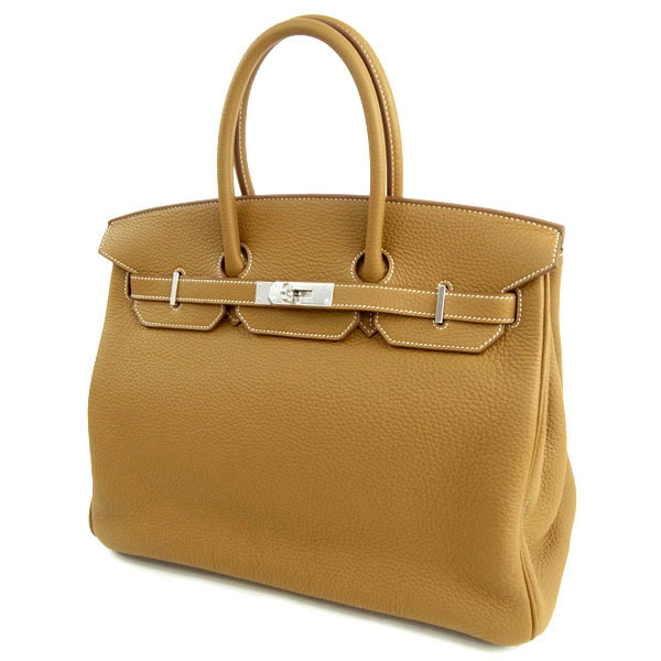 エルメス バーキン 35 cm ハンドバッグ クラフト×シルバー金具 トリヨンクレマンス Q刻印 エルメス Birkin バッグRB18-SZ