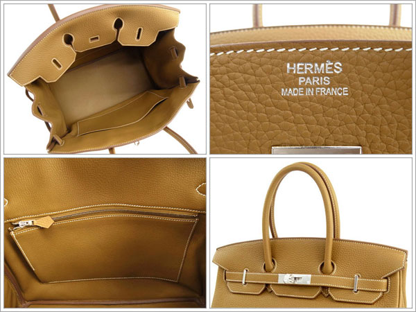エルメス バーキン 35 cm ハンドバッグ クラフト×シルバー金具 トリヨンクレマンス Q刻印 エルメス Birkin バッグRB18-SZ