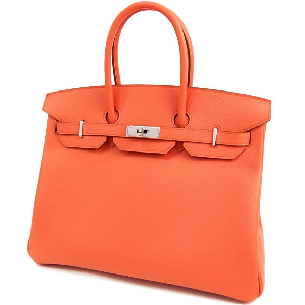 エルメス バーキン 35 cm ハンドバッグ フラミンゴ×シルバー金具 ヴォーエプソン Q刻印 エルメス Birkin バッグ