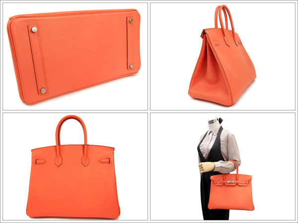 エルメス バーキン 35 cm ハンドバッグ フラミンゴ×シルバー金具 ヴォーエプソン Q刻印 エルメス Birkin バッグ