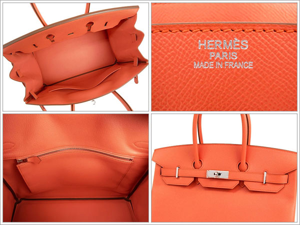 エルメス バーキン 35 cm ハンドバッグ フラミンゴ×シルバー金具 ヴォーエプソン Q刻印 エルメス Birkin バッグ