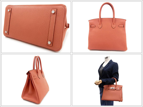 エルメス バーキン 30 cm ハンドバッグ ローズテ×シルバー金具 トリヨンクレマンス Q刻印 エルメス Birkin バッグ ローズティーＲＡ20-Ｏ