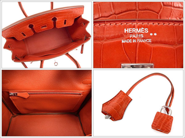 エルメス バーキン 25 cm ハンドバッグ サンギンヌ×シルバー金具 クロコダイル ニロティカス マット Q刻印 エルメス Birkin バッグ サンギーヌ