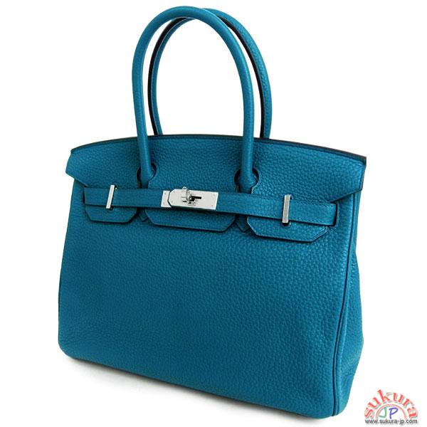 エルメス バーキン コピー 30cm ブルーイズミール×シルバー金具 Q刻印 Birkin バッグ