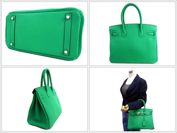 エルメス バーキン 30 cm ハンドバッグ ミント×シルバー金具 トリヨンクレマンス P刻印 エルメス Birkin バッグ