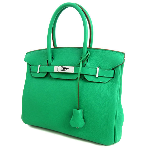 エルメス バーキン 30 cm ハンドバッグ ミント×シルバー金具 トリヨンクレマンス P刻印 エルメス Birkin バッグ