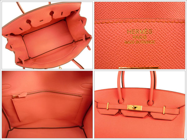 エルメス バーキン 35 cm ハンドバッグ フラミンゴ×ゴールド金具 ヴォーエプソン Q刻印 エルメス Birkin バッグ RA19-S