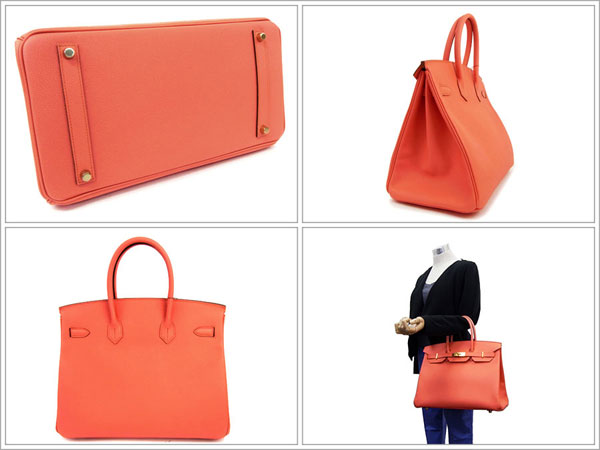 エルメス バーキン 35 cm ハンドバッグ フラミンゴ×ゴールド金具 ヴォーエプソン Q刻印 エルメス Birkin バッグ RA19-S