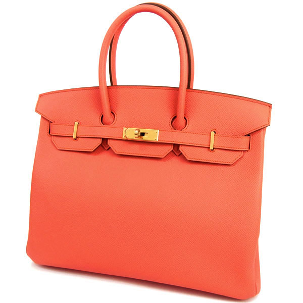 エルメス バーキン 35 cm ハンドバッグ フラミンゴ×ゴールド金具 ヴォーエプソン Q刻印 エルメス Birkin バッグ RA19-S