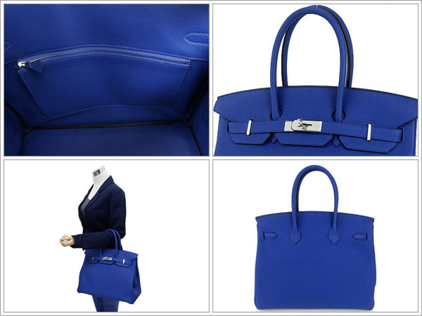 エルメス バーキン 35 cm ハンドバッグ ブルーエレクトリック×シルバー金具 トゴ Q刻印 エルメス Birkin バッグ