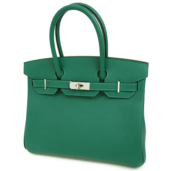 エルメス バーキン 30 cm ハンドバッグ マラカイト×シルバー金具 ヴォーエプソン R刻印 エルメス Birkin バッグ