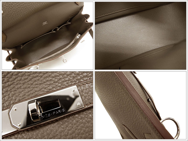 エルメス ジプシエール 28 エタン×エトゥープ×シルバー金具 Q刻印 RB12-O