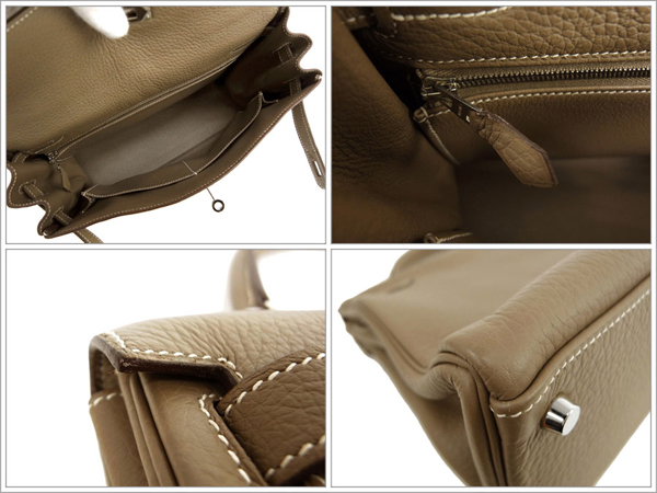 エルメス ハンドバッグ ケリー 32 cm 内縫い エトゥープ×シルバー金具 トリヨンクレマンス I刻印 エルメス Kelly バッグ