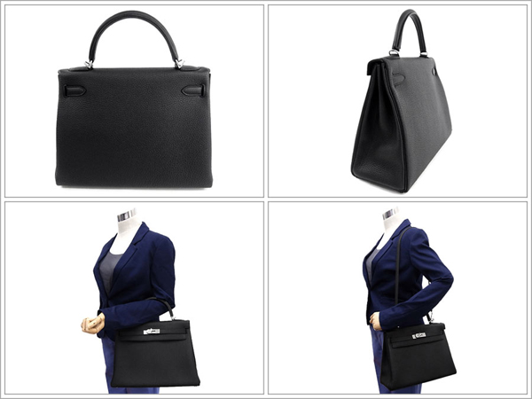 エルメス ハンドバッグ ケリー 32 cm 内縫い ブラック×シルバー金具 トゴ Q刻印 エルメス Kelly バッグ