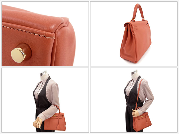 エルメス ハンドバッグ ケリー 25 cm 内縫い ロージー×ゴールド金具 ヴォースイフト L刻印 エルメス Kelly バッグ