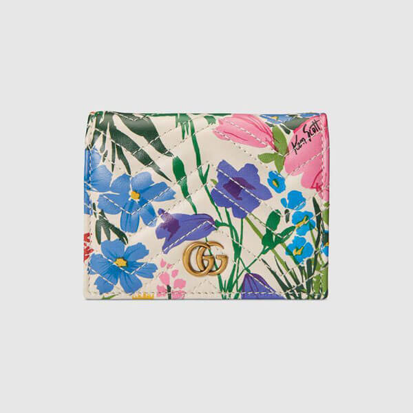 海外限定◆グッチ ケンスコット 財布 偽物 大輪の花々が咲く エピローグ◆Ken Scott x グッチ コラボ◆GG カードケース◆全2色 466492 UAIDE 1056