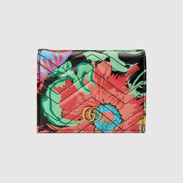 海外限定◆グッチ ケンスコット 財布 偽物 大輪の花々が咲く エピローグ◆Ken Scott x グッチ コラボ◆GG カードケース◆全2色 466492 UAIDE 1056