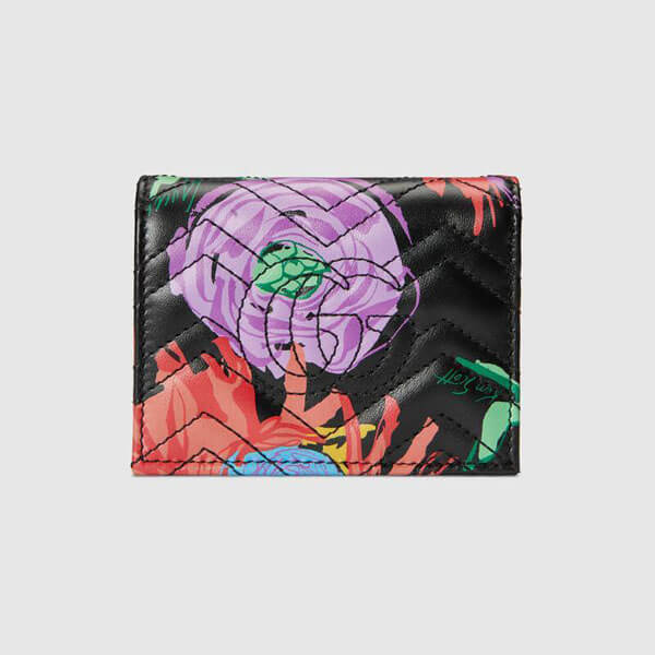 海外限定◆グッチ ケンスコット 財布 偽物 大輪の花々が咲く エピローグ◆Ken Scott x グッチ コラボ◆GG カードケース◆全2色 466492 UAIDE 1056