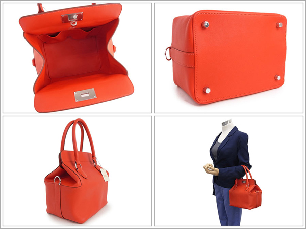エルメス ハンドバッグ ツールボックス20 カプシーヌ×シルバー金具 ヴォースイフト Q刻印 エルメス Toolbox バッグ RA26-SZ