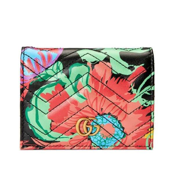 21新作 グッチ ケンスコット 財布 偽物 大輪の花々が咲く エピローグ 限定 Ken Scott x グッチ GG カードケースウォレット 466492UAIDE