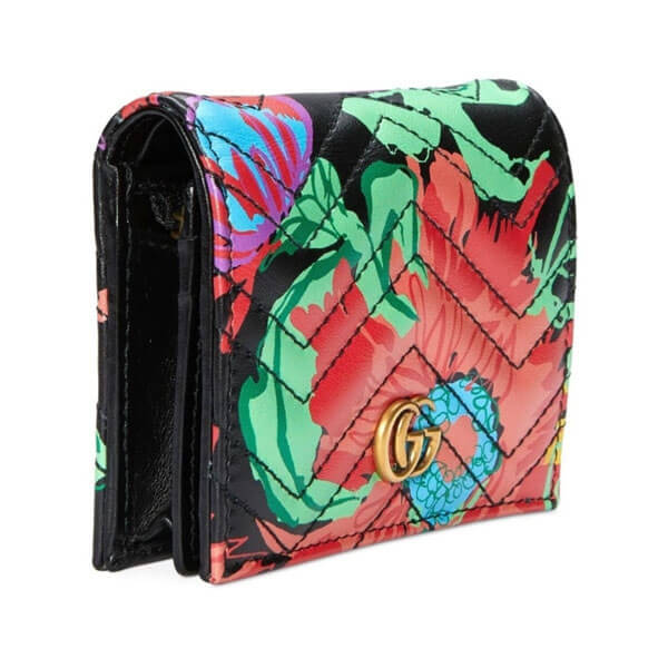 21新作 グッチ ケンスコット 財布 偽物 大輪の花々が咲く エピローグ 限定 Ken Scott x グッチ GG カードケースウォレット 466492UAIDE