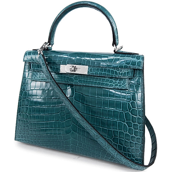 エルメス ハンドバッグ ケリー 28cm 外縫い ブルートンペット×シルバー金具 Q刻印 エルメス Kelly バッグ QL15-CO