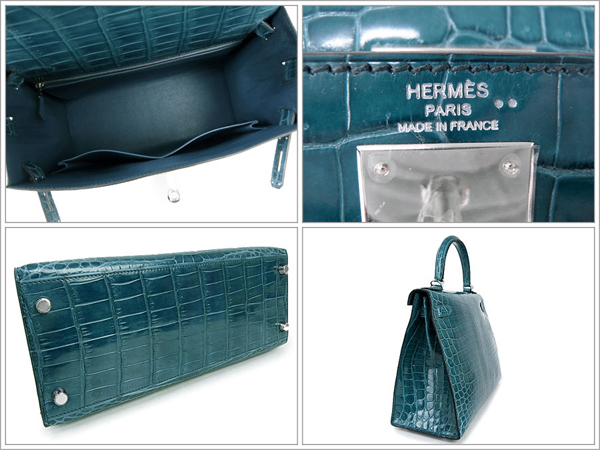 エルメス ハンドバッグ ケリー 28cm 外縫い ブルートンペット×シルバー金具 Q刻印 エルメス Kelly バッグ QL15-CO