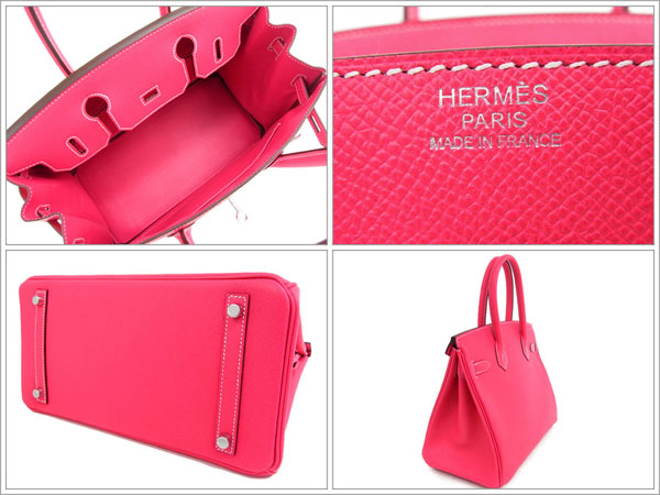 エルメス バーキン 30 cm ハンドバッグ ローズティリアン×シルバー金具 ヴォーエプソン Q刻印 エルメス Birkin バッグRA15-GZ