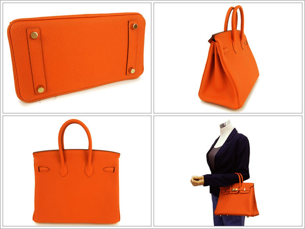エルメス バーキン 25 cm ハンドバッグ オレンジ×ゴールド金具 トゴ Q刻印 エルメス Birkin バッグRB15-SZ